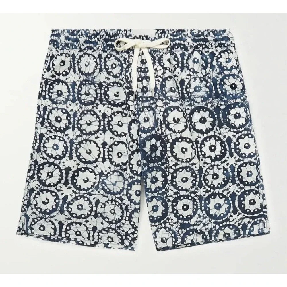 Corridor New York Men’s Blue & White Printed Cotton Drawstring Short Sz Sm New